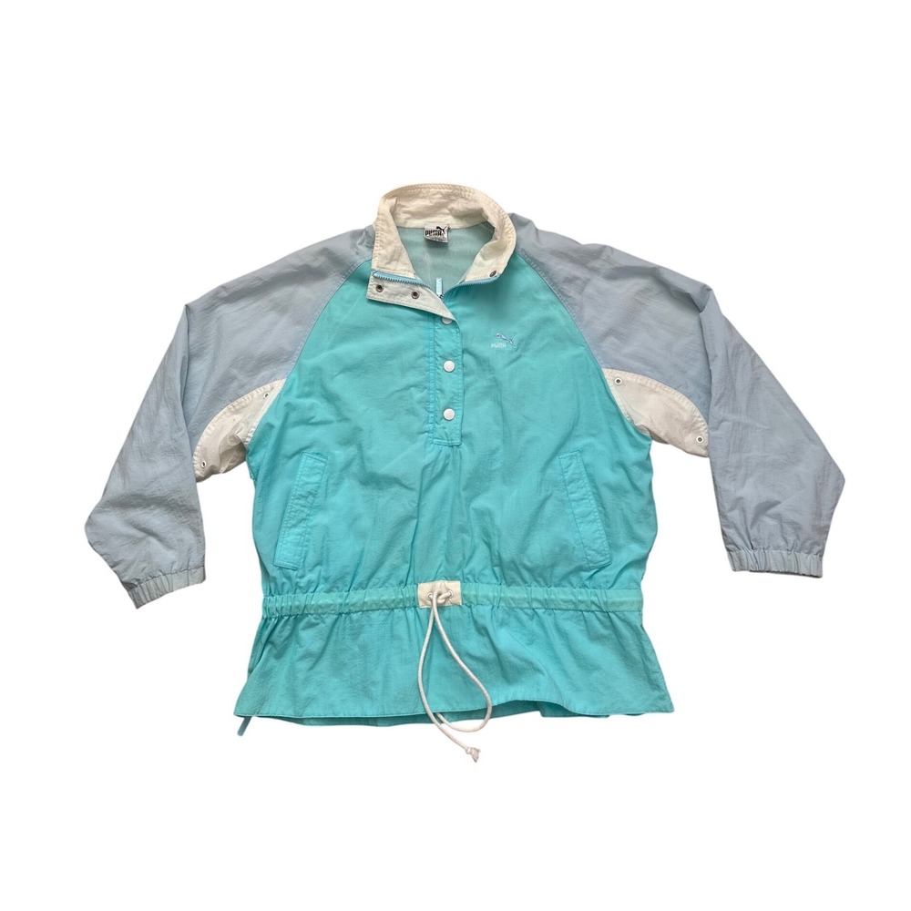 VTG 80s Puma wind‎ breaker blue adjustable waist M outdoors retro gorpcore